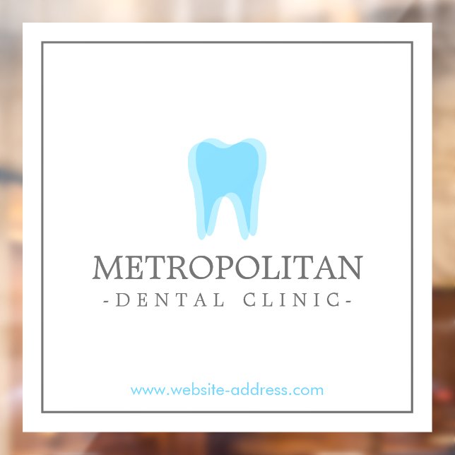 Classic Modern Dentist Tooth Logo on White Window Cling (Sheet 2)