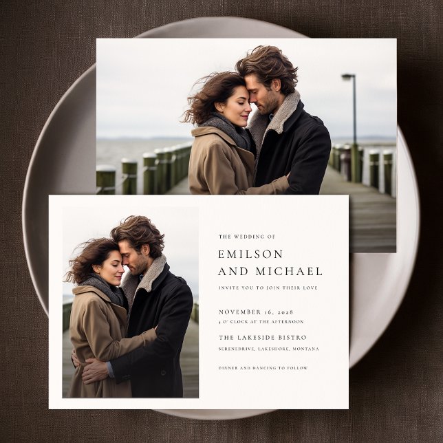 Classic Modern Elegant 2 Photo Wedding Invitation (Creator Uploaded)