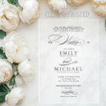 Classic Modern Elegant Script Wedding Acrylic Invitations<br><div class="desc">This Classic Modern Elegant Script Wedding Acrylic Invitation invites your guests to be part of an unforgettable celebration. With a timeless script that perfectly captures the couple's love and commitment, this design elegantly balances formality with modern style, making it ideal for a sophisticated wedding day. The delicate flourishes of the...</div>