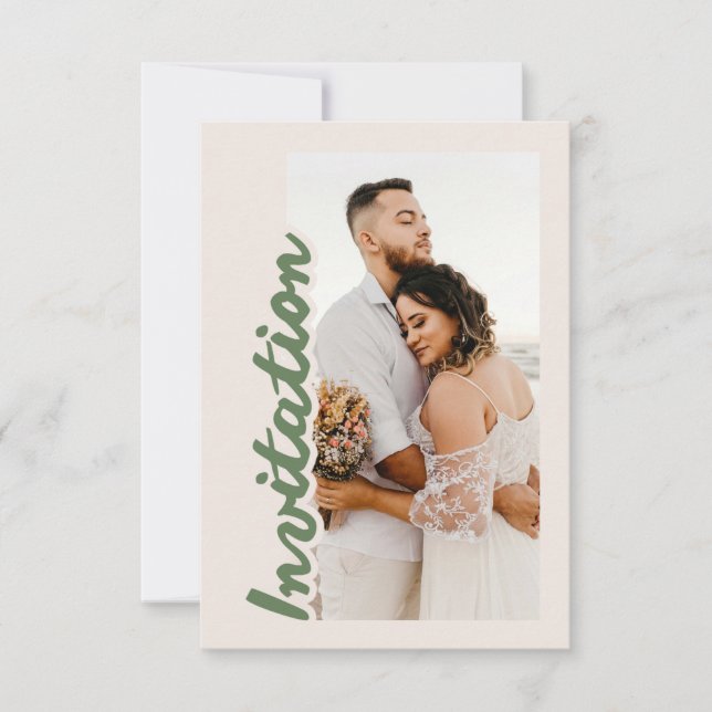 Classic Modern Elegant Simple Wedding Photo  Thank You Card (Front)