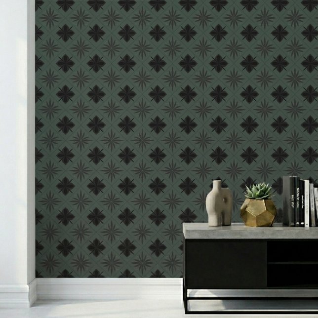 Classic Modern Floral Pattern Dark Dusty Teal Wallpaper (Creator Uploaded)