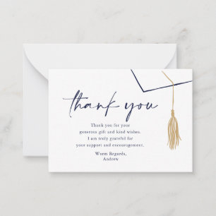 Classic Modern Grad Cap & Tassel Thank You Card