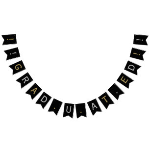 Classic Modern Graduated, Silver & Gold on Black Bunting Flags