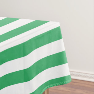Classic Modern Green and White Stripes Tablecloth