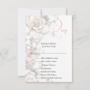 Classic Modern Ivory and Blush Floral RSVP Card