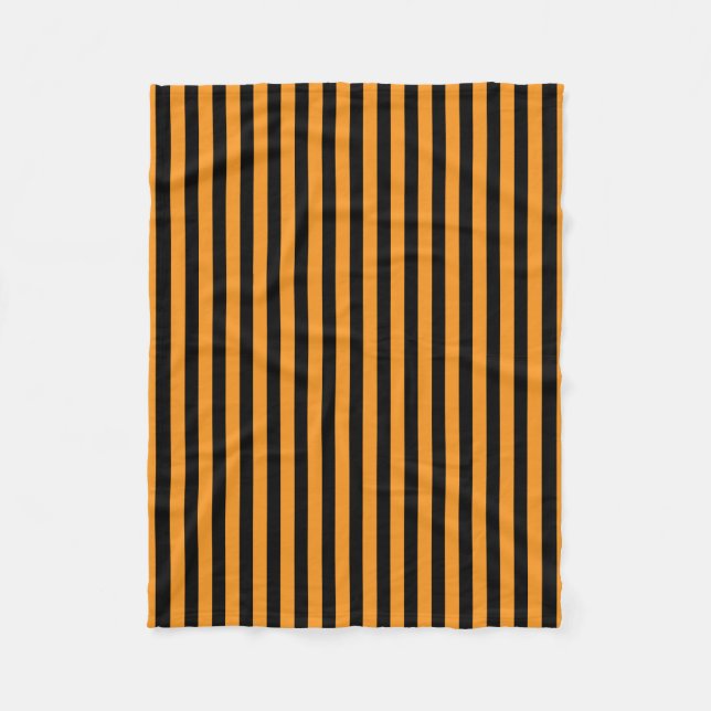 Classic Modern Minimal Black and Orange Striped  Fleece Blanket (Front)