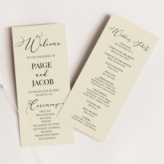 Classic Modern Minimal Minimalist Elegant Wedding Program (Creator Uploaded)
