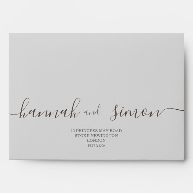 Classic Modern Minimalist Dusty Rose Wedding Envel Envelope (Front)