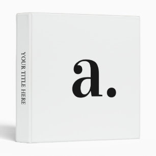 Classic Modern Monogram Black White Minimalist  Binder