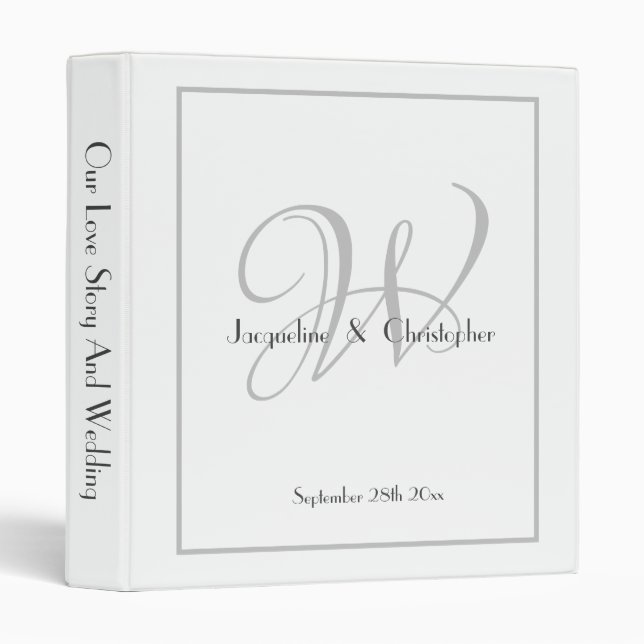 Classic Modern Monogram Cool Classy Wedding Album Binder (Front/Spine)