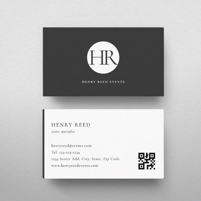 Classic Modern Monogram QR code Business Card (Creator Uploaded)