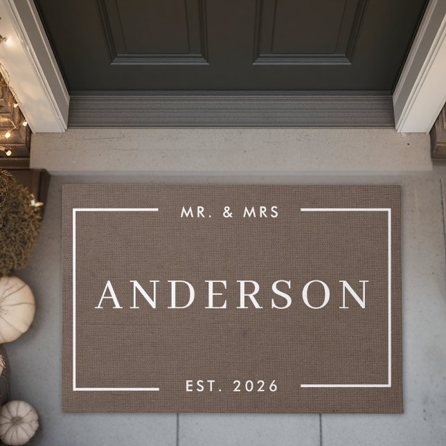 Classic Modern Mr. & Mrs. Wedding Gift Doormat (Creator Uploaded)