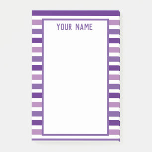 Classic Modern Name Purple and White Stripes Post-it Notes