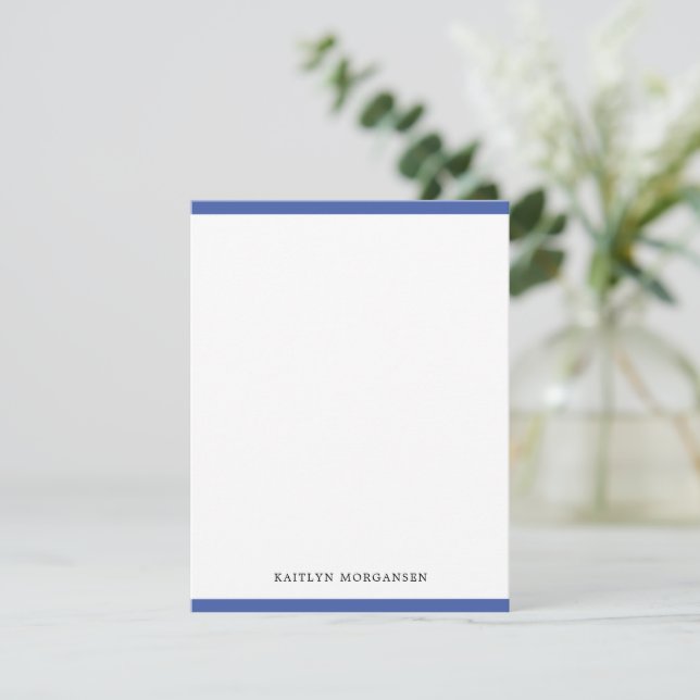 Classic Modern Navy Blue Border Personalized Card (Standing Front)