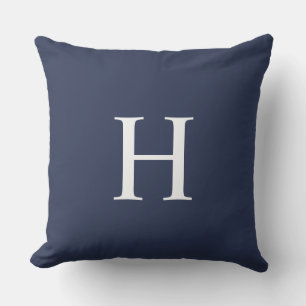 Classic Modern Navy Blue Monogram Outdoor Pillow
