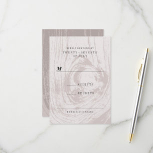 Classic Modern Rustic Wood Grain Autumn Wedding RSVP Card