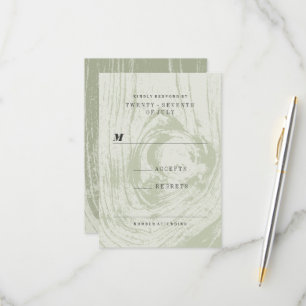 Classic Modern Rustic Wood Grain Spring Wedding RSVP Card