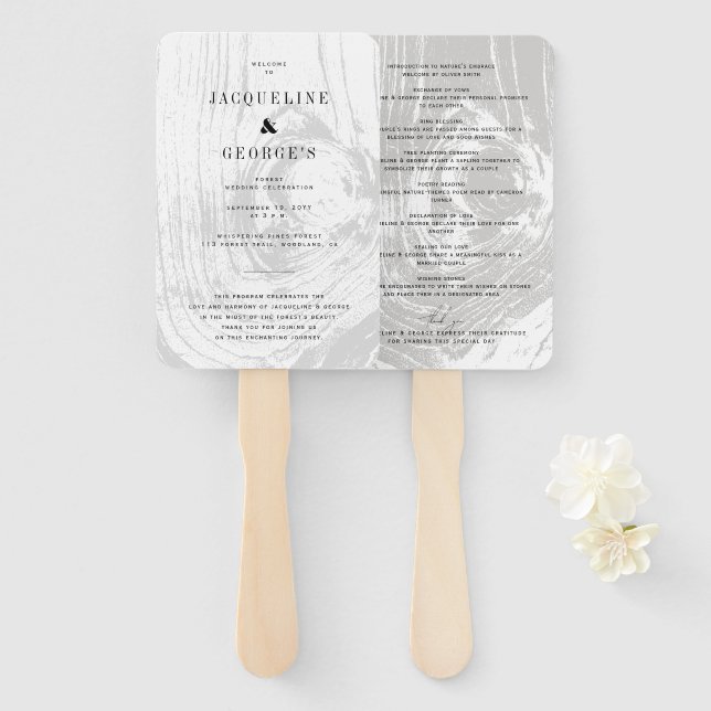Classic Modern Rustic Wood Winter Stylish Wedding Hand Fan (Front and Back)