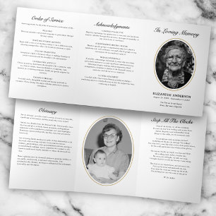 Classic Modern Script 2-Photo Funeral Tri-Fold Programme
