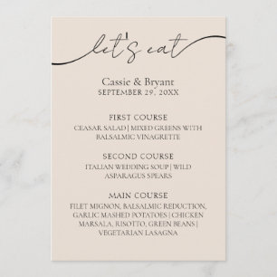 Classic Modern Script Elegant Wedding Menu