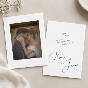 Classic Modern Script Name Photo Wedding Invitation