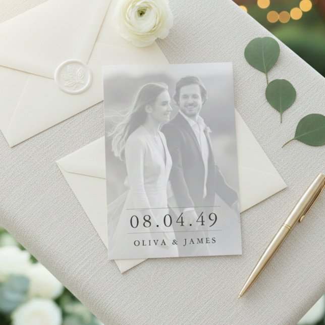 Classic Modern Script Photo Wedding Invitation (Créateur téléchargé)