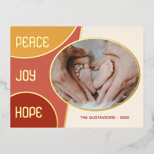 Classic Modern Seasons Greetings Gold Foil  Foil Holiday Postcard