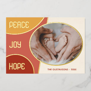 Classic Modern Seasons Greetings Gold Foil Holiday Card