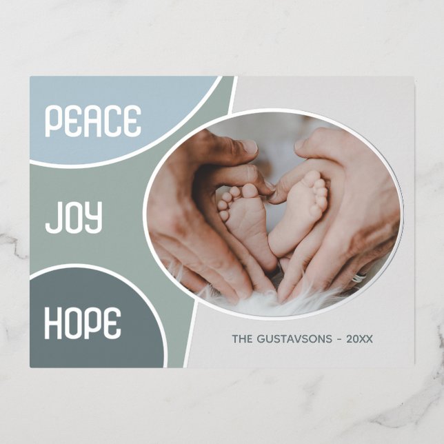 Classic Modern Seasons Greetings Silver Gold Foil Holiday Postcard (Front)