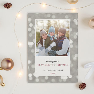 Classic Modern Silver Lights Christmas Photo Card