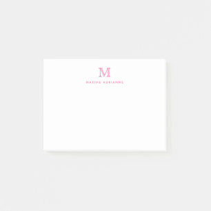Classic Modern Simple Clean Hot Pink Monogram Post-it Notes
