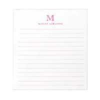Classic Modern Simple Magenta Pink Monogram Lined