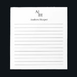 Classic Modern Simple Monogram Initial Lined Notepad<br><div class="desc">Classic Modern Simple Monogram Initial Lined Notepad</div>