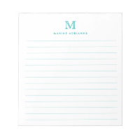 Classic Modern Simple Teal Green Monogram Lined