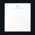 Classic Modern Simple Teal Green Monogram Notepad<br><div class="desc">The design features a personalized monogram initial and name in a simple and modern typographic font.</div>