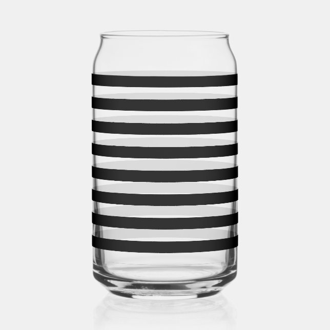 Classic Modern Sleek Black Horizontal Striped Can Glass (Front)
