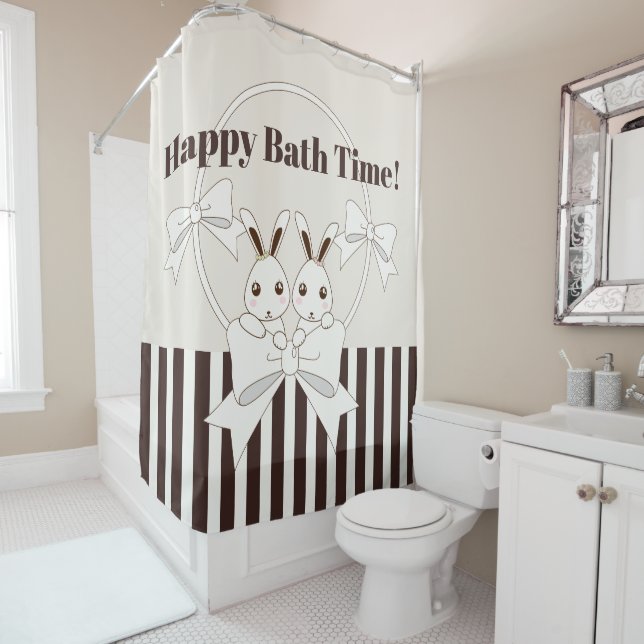 Classic Modern Stripe Cute Cartoon Twin Bunny (In Situ)