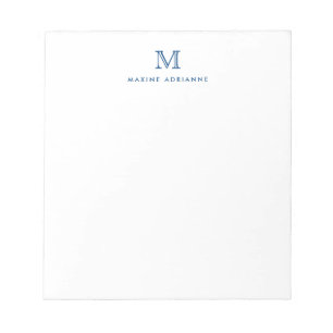 Classic Modern Stylish Navy Blue Monogram Initial Notepad