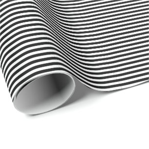 Classic Modern Thin Black and White Striped Wrapping Paper