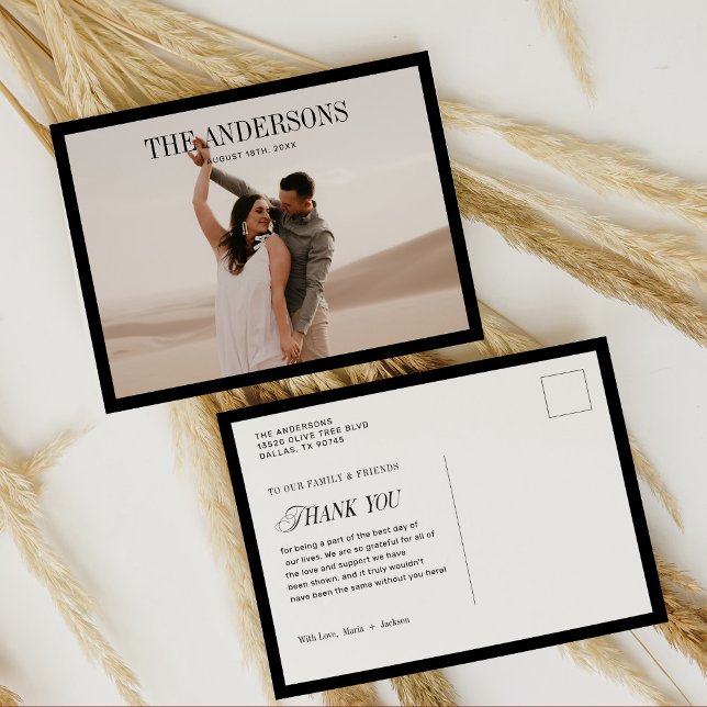 Classic Modern Wedding Photo Thank You Postcard (Creator Uploaded)