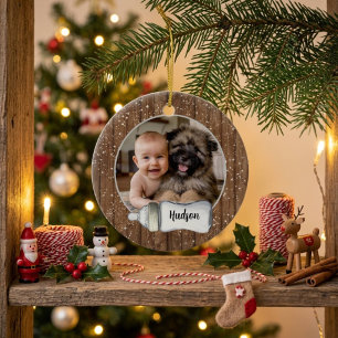 Classic Modern Wood Baby's First Christmas Ornament