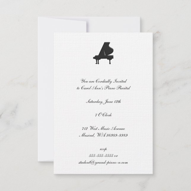 Classic Monochrome Musical Performance Invitation (Front)