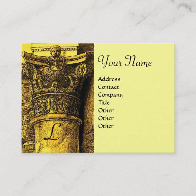 CLASSIC MONOGRAM 2, bright brown yellow Business Card (Front)
