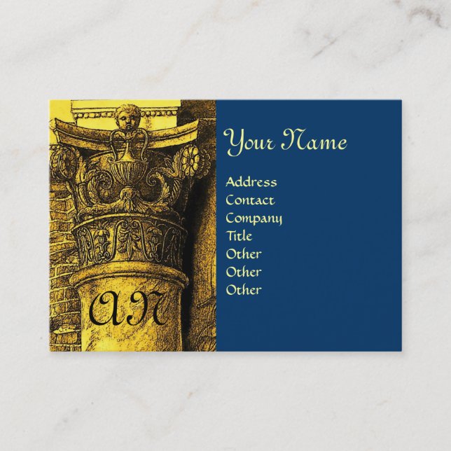 CLASSIC MONOGRAM 2 bright red yellow blue Business Card (Front)