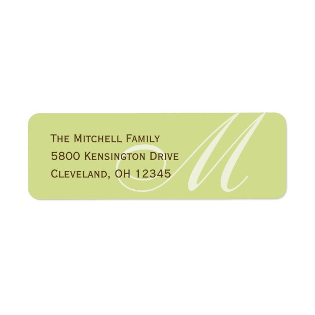 Classic Monogram Address Labels - Lime (Front)