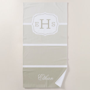 Classic Monogram Beige Paint Swatches Gradient Beach Towel
