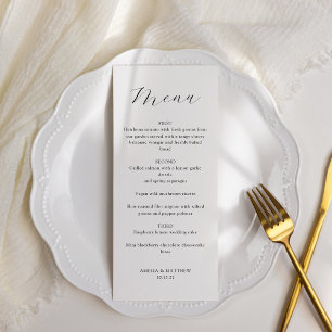 Classic Monogram Black and White Script Wedding Menu