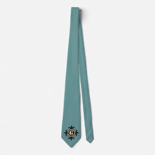 Classic Monogram black Fleur De Lis blue Tie
