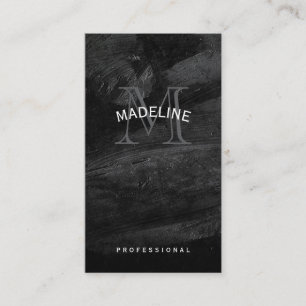 Classic Monogram   Black Texture Business Card