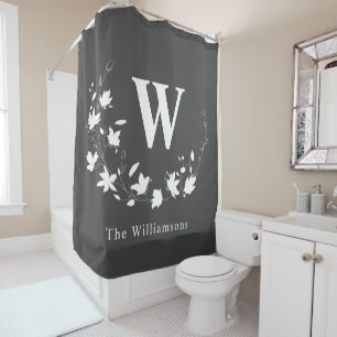 Classic Monogram Black White Floral Modern Custom